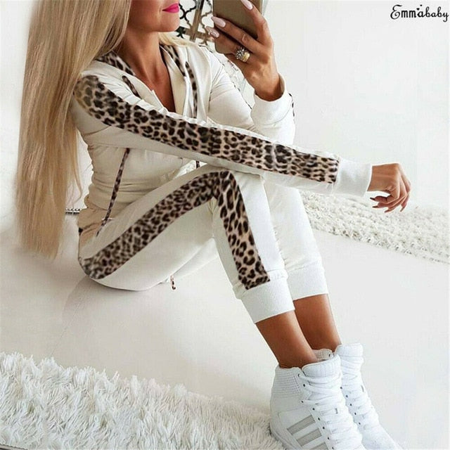 2Pcs Set Women Sport Tracksuit Zipper Hoodies Sweatshirt Pants Set Jogger Sport Wear Ladies Casual Sweat Autumn Streetwear Suit