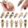 Fashion Jewelry Bowknot Nail Ring Charm Crown Flower Crystal Finger Nail Rings For Women Lady Rhinestone Fingernail Protective